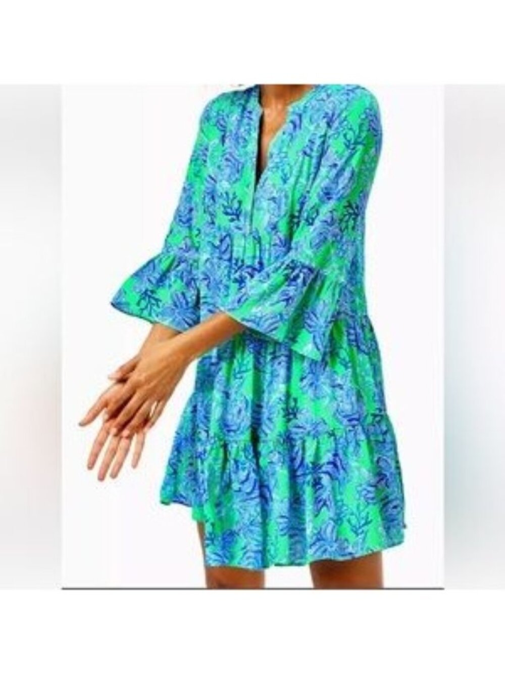 Lilly Pulitzer Gabriel Lileeze Tunic Dress Cabana Green Keepin It Reel 8
